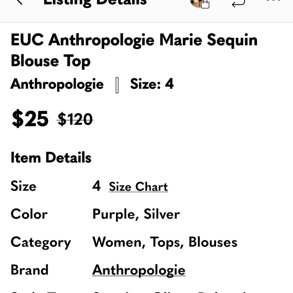 NEW ANTHROPOLOGIE ( 0 ) Marie Sequin in White Gold Tone Floral